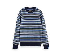 Scotch & Soda Mens Soft Knit Striped Regular Fit Pullover Sweater, Peacoat Multi Stripe 410, L UK