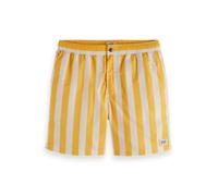 Scotch & Soda Men's Striped Mid-Length Swim Shorts Board Shorts, Yellow Sun Stripe, XL