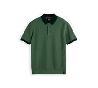 Scotch & Soda Men's Structured Knitted Solid Polo Shirt, Sage Green, M