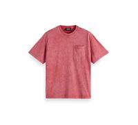 Scotch & Soda Men's T-Shirt Washed Pocket Relaxed Fit T-Shirt, Dusty Red, S