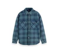 Scotch & Soda Men's Washed Denim Checked Overshirt Overshirt (Pack of 1)