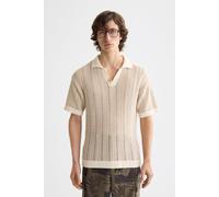 Scotch & Soda Open Structured Knitted V-neck Polo Eggnog size XXL | Sweaters Outlet | Men XXL
