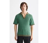 Scotch & Soda Open Structured Knitted V-neck Polo Thyme size M | Sweaters Outlet | Men M