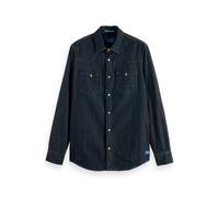 Scotch & Soda Regular Fit Western Shirt In Dark Denim - Paint It Blauw size M | Casual Shirts Outlet | Men | Blue M