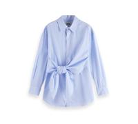 Scotch & Soda Women's Knotted Shirt, Sky Blue/White Stripe, 14