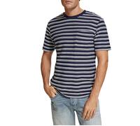 Scotch & Soda Structured Stripe Pocket T-shirt Navy Blue/ White size M | Print T-Shirts Outlet | Men | Blue M