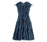 Scotch & Soda Tiered Poplin Midi Dress, House of Mirrors Blue 427, 10
