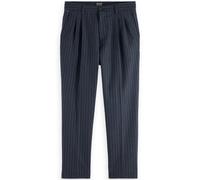 Scotch & Soda Twilt - Brushed Wool-blend Pleated Chino Charcoal Stripe size W29L32 | Tailored Trousers Outlet | Men | Black W29L32
