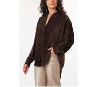 Scotch & Soda Velvet Button Up Hot Fudge size L | Button-Down Shirts Outlet | Women L