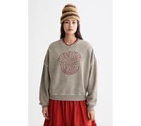 Scotch & Soda Womens Washed Oversized Fit With Graphic Sweatshirt, Grey Melange U031, S UK