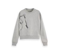 Scotch & Soda Womens Chest Artwork Fitted Sweatshirt, Light Grey Melange U051, M UK
