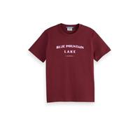 Scotch & Soda Women's Chest Artwork Regular T-Shirt, Bordeaux, M