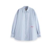 Scotch & Soda Womens Embroidered Girlfriend Shirt, Faded Denim Lavender Stripe V442, 36 UK