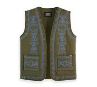 Scotch & Soda Women's Floral Embroidered Gilet Vest, Classic Green 352,