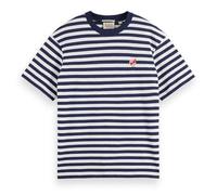 Scotch & Soda Women's CORE-The Free Spirit Peace Bird Striped T-Shirt, Navy/White, M