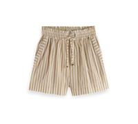 Scotch & Soda Women's Printed Linen High-Rise Shorts, Desert Sand Stripe with Lurex, M