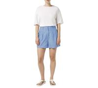Scotch & Soda Women's Printed Linen High-Rise Shorts, Blue and White Pin Stripe, S