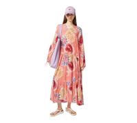 Scotch & Soda Womens Printed Maxi Casual Dress, Abstract Sun Pink, 14 UK