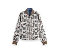 Scotch & Soda Womens Printed Reversible Jacket Bomber, Art Dept Collage Grey Scale U076, M UK