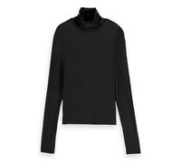 Scotch & Soda Women's Core Roll Up Neck Long Sleeve T-Shirt, Black, L