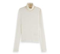 Scotch & Soda Womens Roll Up Neck Ls T-Shirt, Off-White, XL UK