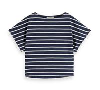 Scotch & Soda Women's Slash Neck Jersey top, Midnight Blue/Soft Ice, L
