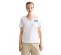 Scotch & Soda Slub Chest Artwork Short Sleeve V Neck T-shirt White S Woman