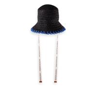 Scotch & Soda Women's Straw Bucket hat Sun, Black, One Size
