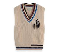 Scotch & Soda Women's Stripe Trim Knitted Spencer Sweater Vest, Light Calico, S