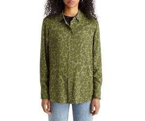 Scotch & Soda Women's Viscose Printed Relaxed Fit Shirt, Poetry Leopard Military 7371, 16
