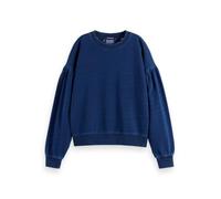 Scotch & Soda Womens Washed Indigo Crew Neck With Balloon Sleeves Sweatshirt, Washed Ind U417, M UK