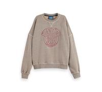 Scotch & Soda Womens Washed Oversized Fit With Graphic Sweatshirt, Grey Melange U031, L UK
