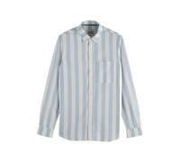 Scotch & Soda Yarn-Dyed Linen Blend Striped Regular Fit Shirt, Sky Blue Stripe 420, L