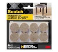Scotch SP802-NA Brand Felt Pads by 3M, for Protecting Wood Floors, Diameter, Beige, 32/Pack Furniture, 1" Round