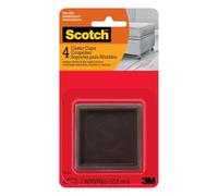Scotch SP902-NA Caster Cups, Hard Brown, 2-in, 4, 6-Packs Total Chair Leg Protectors, Square 2"