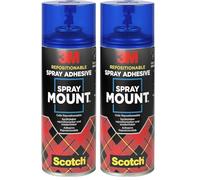 Scotch SprayMount Permanent Adhesive Spray, 1 Can 400 ml - Ideal for Mock-ups, Rresentations, School Projects, Display Boards (Pack of 2)
