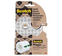 Scotch Stainless Steel Tape Dispenser, Silver + Scotch Magic Tape, Made with 66% Plant Based Adhesive, 19 mm x 13.9 m, 1 Handheld Dispenser + 2 Rolls/Pack