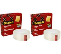 Scotch Super-Hold Tape, 1 Rolls, 19 mm x 25.4 m - 50% More Sticking Power Compared To Crystal Tape, Clear Sticky Tape (Pack of 2)