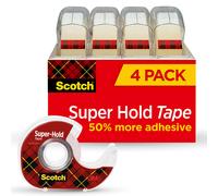 Scotch Super-Hold Tape, 4 Rolls, Transparent Finish, 50% More Adhesive, Trusted Favorite, 3./4 x 650 Inches, Dispensered (4198)