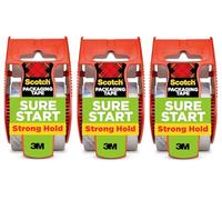 Scotch Sure Start Shipping Packaging Tape, 1.88" x 22.2 yd, Designed for Packing, Shipping and Mailing, Quiet Unwind, No Splitting or Tearing, 1.5" Core, Clear, 1 Dispensered Roll (145)