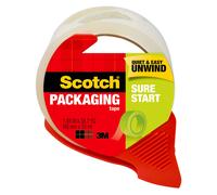 Scotch Sure Start Shipping Packaging Tape 1.88""x 38.2 yd Designed for Packing Shipping and Mailing Quiet Unwind No Splitting or Tearin