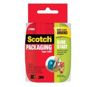 Scotch Sure Start Shipping Packaging Tape 1.88"""" x 25 yd Designed for Packing Shipping and Mailing Quiet Unwind No Splitting or Tearing 1.5"""" C