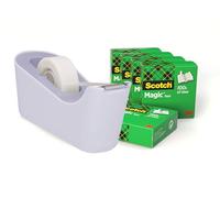 Scotch Tape Dispenser C18, Lavender + Scotch Magic Tape Invisible, 19 mm x 33 m, 6 Rolls - Refillable Dispenser for Home and Office