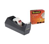 Scotch Tape Dispenser C38, Black + Scotch Crystal Tape, 19 mm x 10 m, 1 Roll/Pac