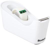 Scotch Tape Dispenser + Scotch Magic Invisible Tape, 1 Roll 19 mm x 33 m - Refillable Dispenser for Home and Office - White