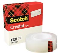 Scotch Tape Scotch Crystal Clear 600 Transparent 19 mm (W) x 33 m (L) Synthetic Acrylic Low noise unwinding