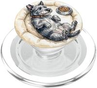Scotch Terrier Dog Sleeps with Dog Bed + Food while Sleeping PopSockets PopGrip for MagSafe
