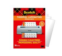 Scotch Thermal Laminating Pouches, 50 Count, Clear, 3 mil., Laminate Business Cards, Banners and Essays, Ideal Office or School Supplies, Fits Letter Sized (8.9 in. × 11.4 in.) Paper