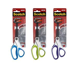 Scotch Titanium Scissors, Mixed Colors, 1 per Pack, 20 cm | Precise and Smooth Cutting, Designed for Right and Left Hand Use, Sharp Titanium Blades 4x Resistant than Stainless Steel