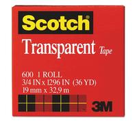 Scotch Transparent Tape, 1 Roll, 3/4 in x 1296 in, Classic glossy-finish, Boxed (600)